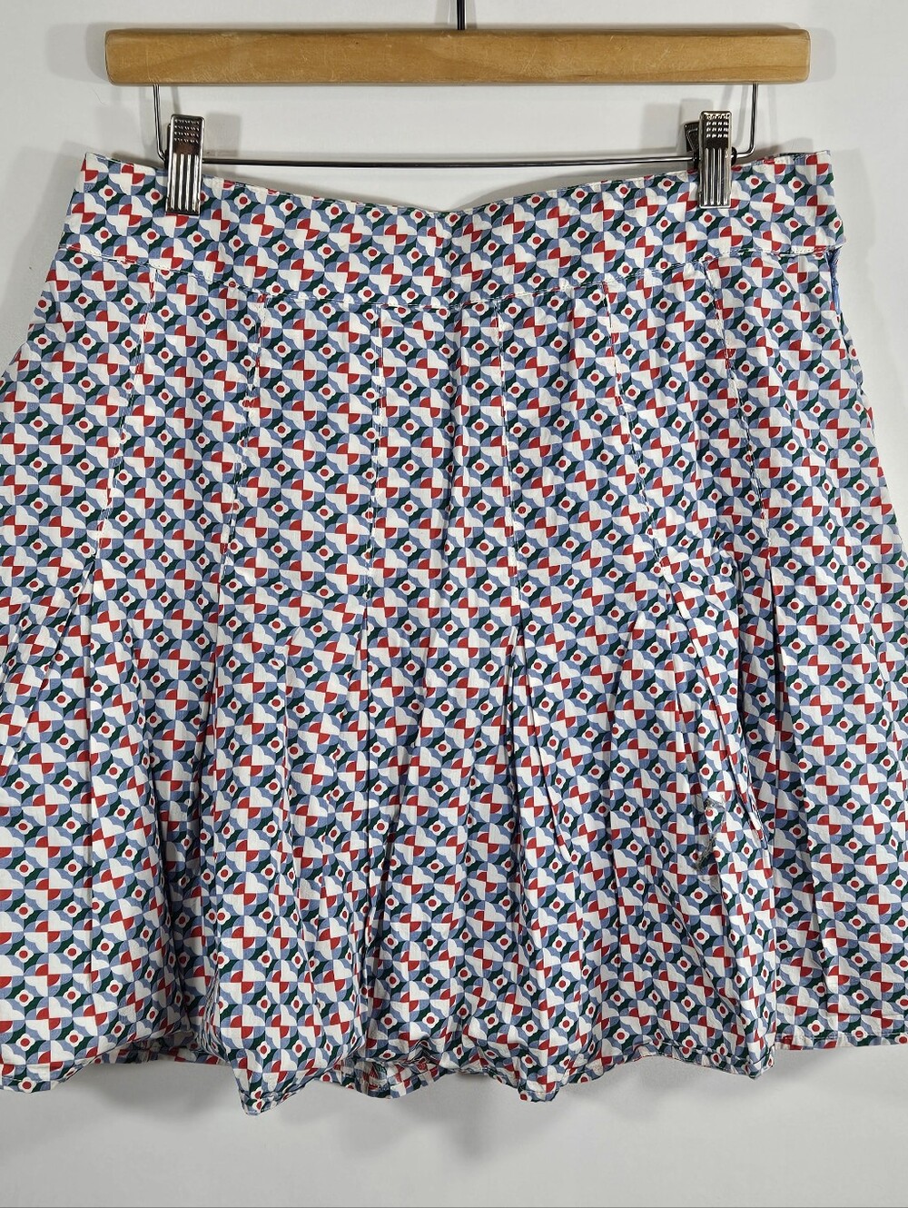 Maeve Anthropologie Women's Pleated Geo-Print Mini Skirt White Multi
